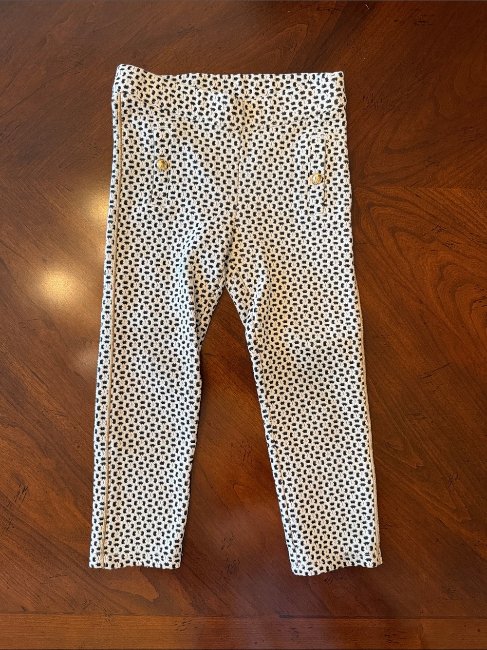Janie and Jack Girls' Black & White Printed Knit Leggings 3